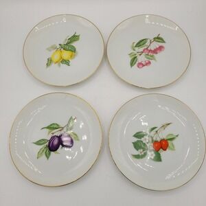 LV CO Porcelain Made In Japan Fruit Plates Set Of Four Cherry Strawberry...